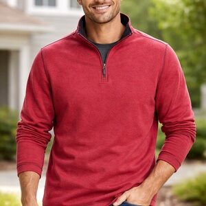 Charleston Threads Men’s XL Quarter Zip Pullover Red Cotton Blend
